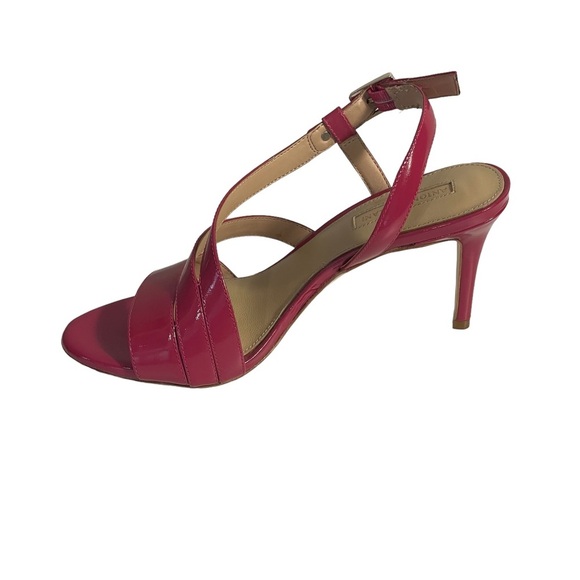 Antonio Melani Hot Pink Patent Leather Strappy Slingback Heels Sandals Sz 7.5 - Picture 2 of 10